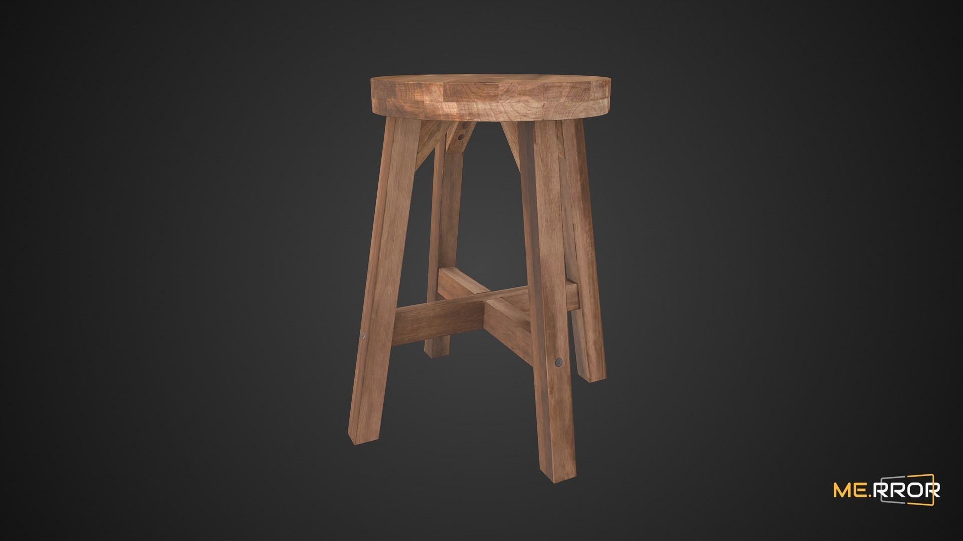 Game Ready Mini Stool Low-poly 3D model_5