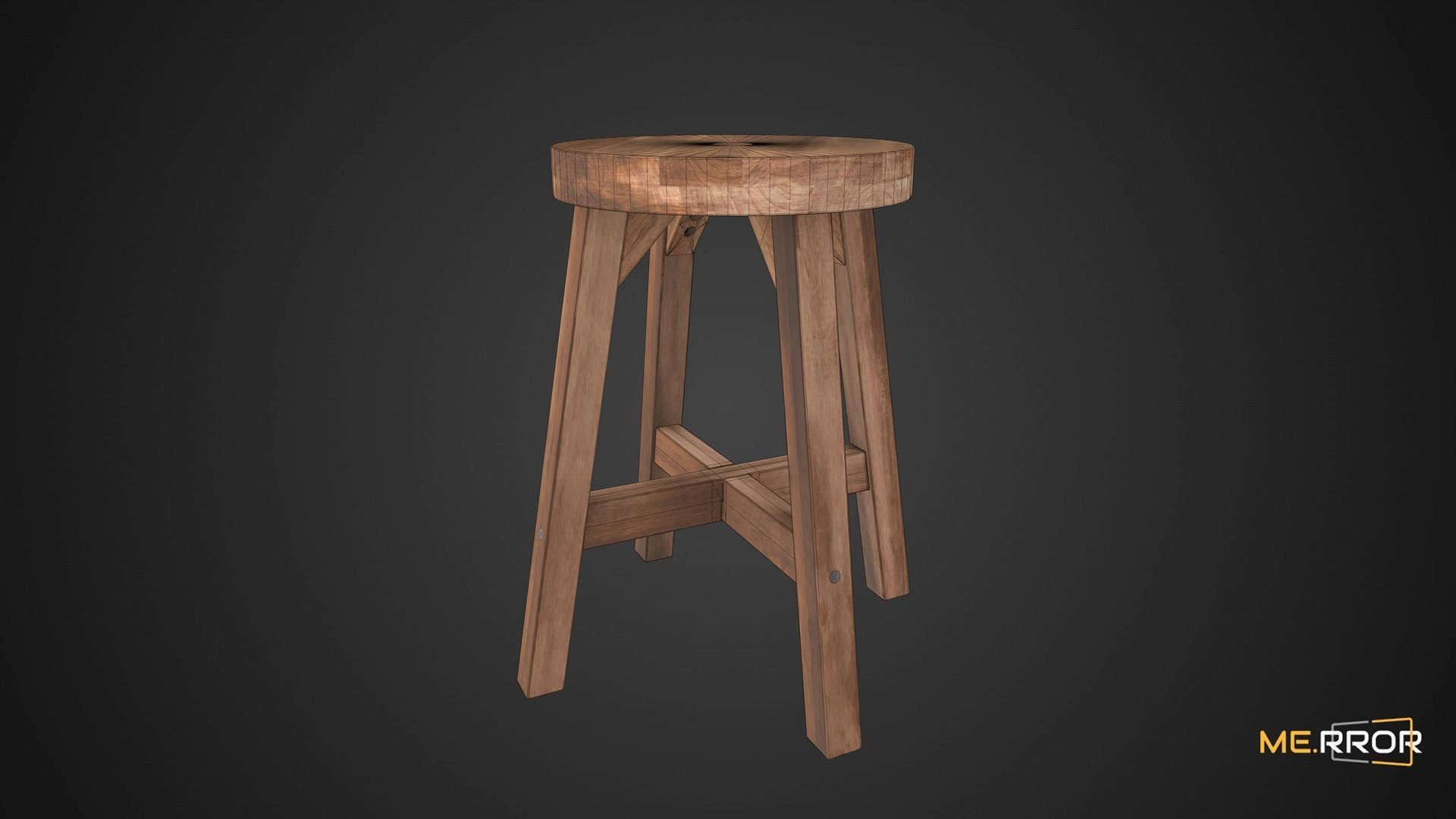 Game Ready Mini Stool Low-poly 3D model_9