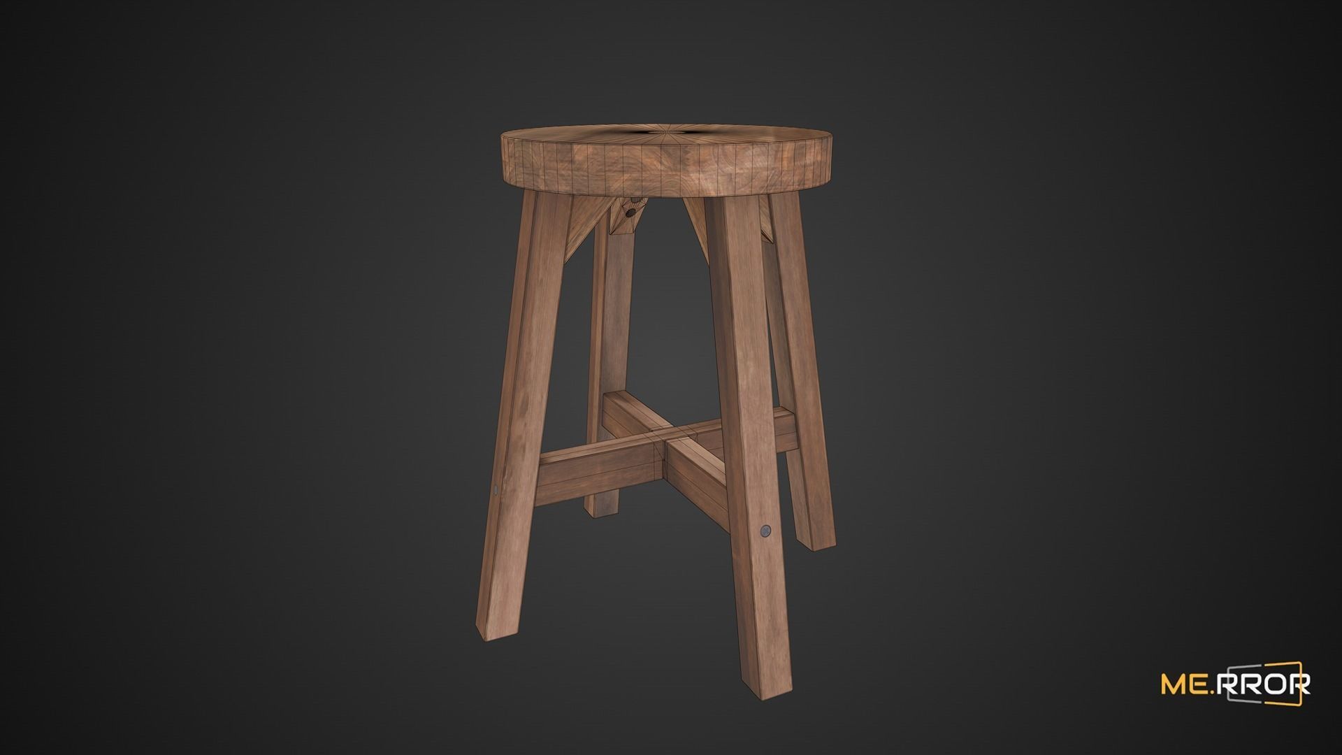Game Ready Mini Stool Low-poly 3D model_2