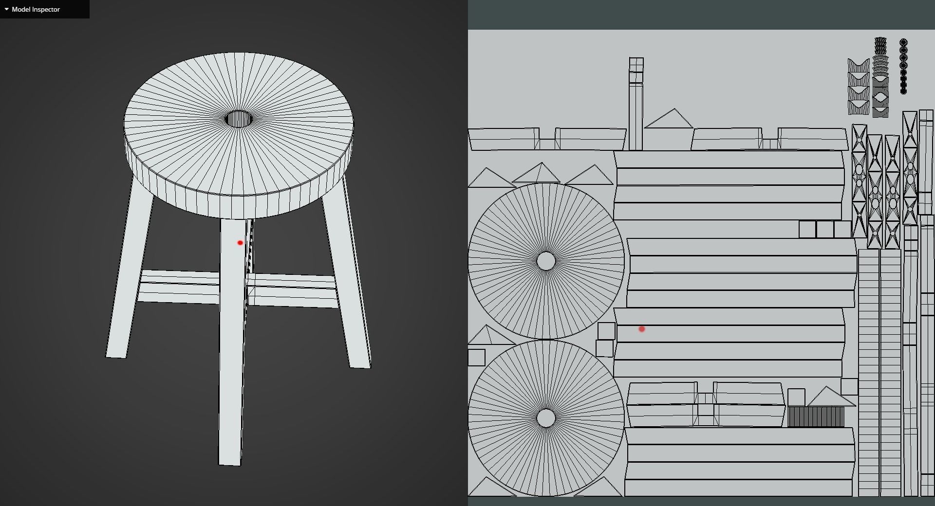 Game Ready Mini Stool Low-poly 3D model_12