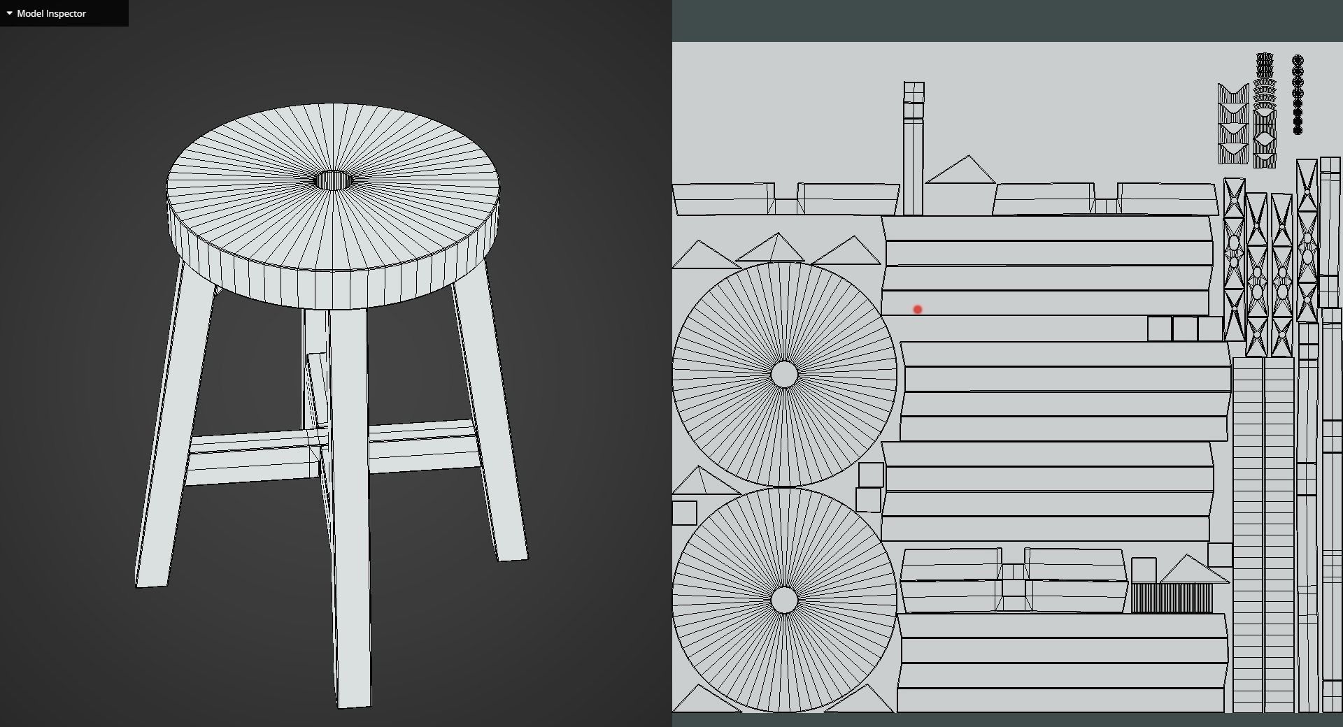 Game Ready Mini Stool Low-poly 3D model_13
