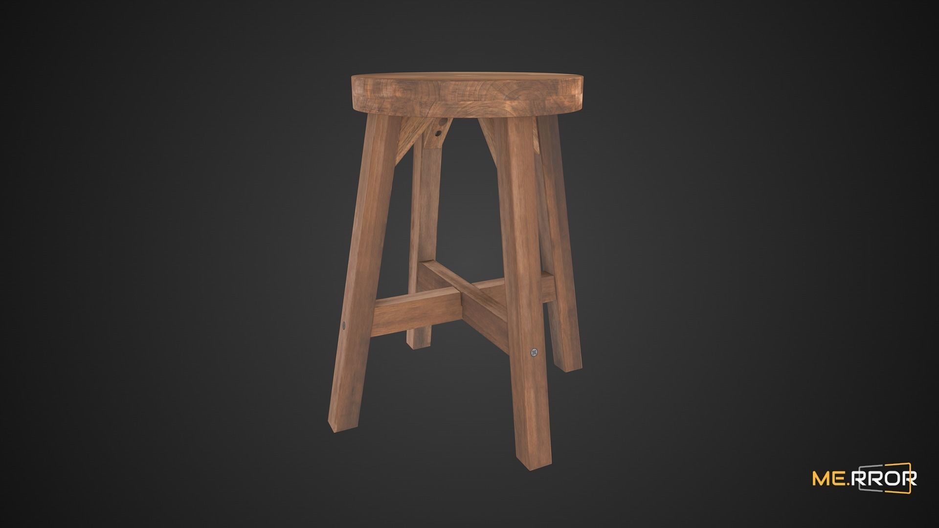 Game Ready Mini Stool Low-poly 3D model_3