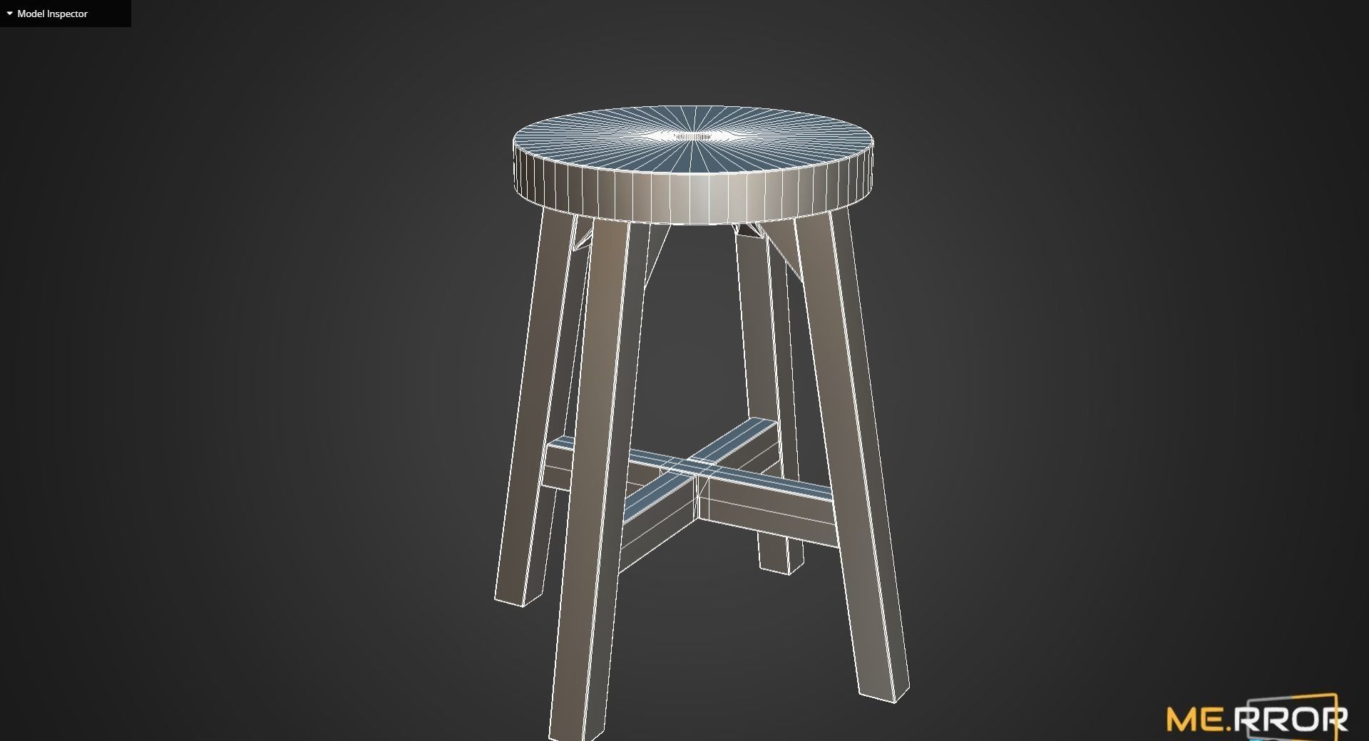 Game Ready Mini Stool Low-poly 3D model_11