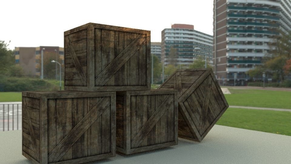 LOW POLY WOODEN BOX Free low-poly 3D model_1