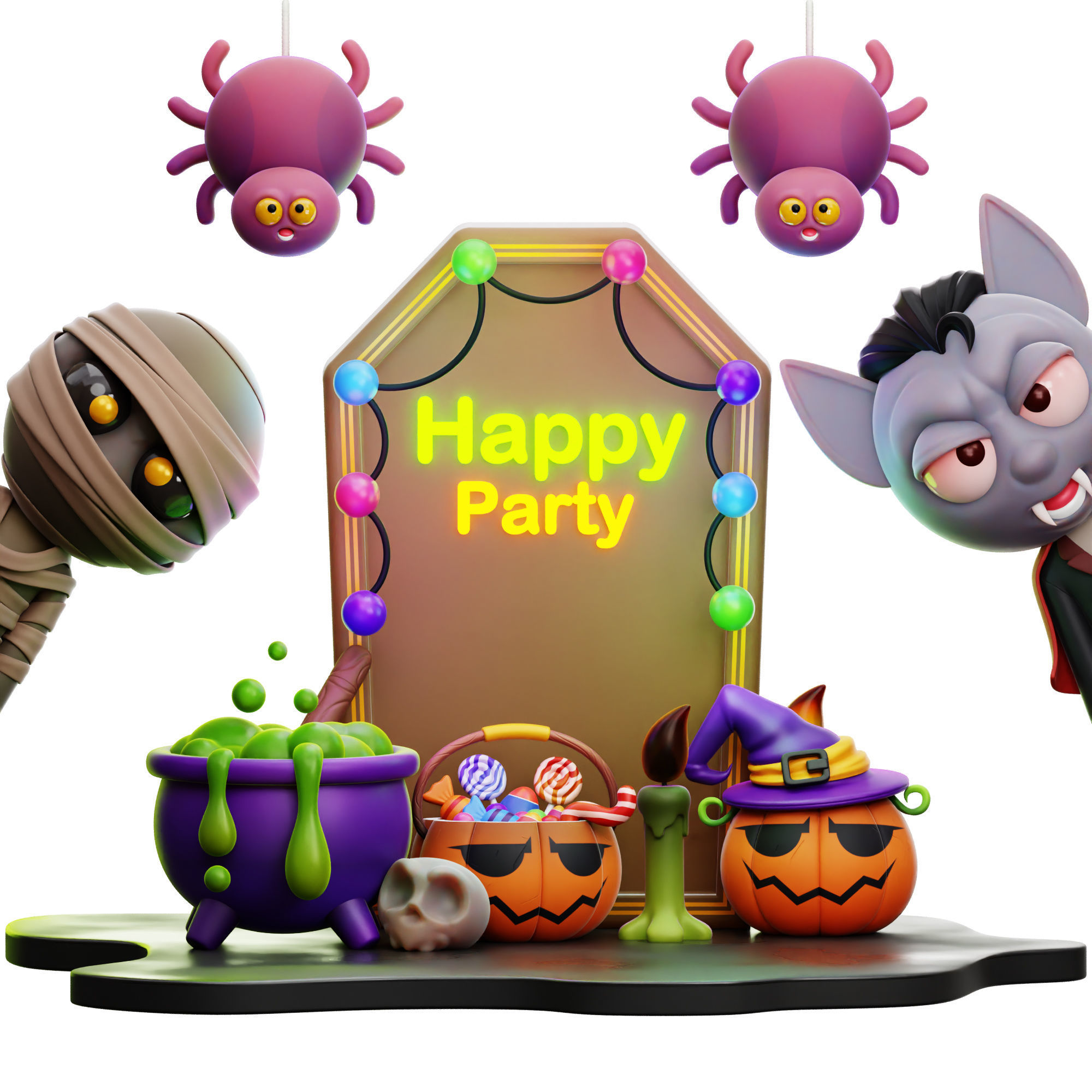 Halloween Scary Boo Icon Pack 3D Model Low-poly 3D model_33