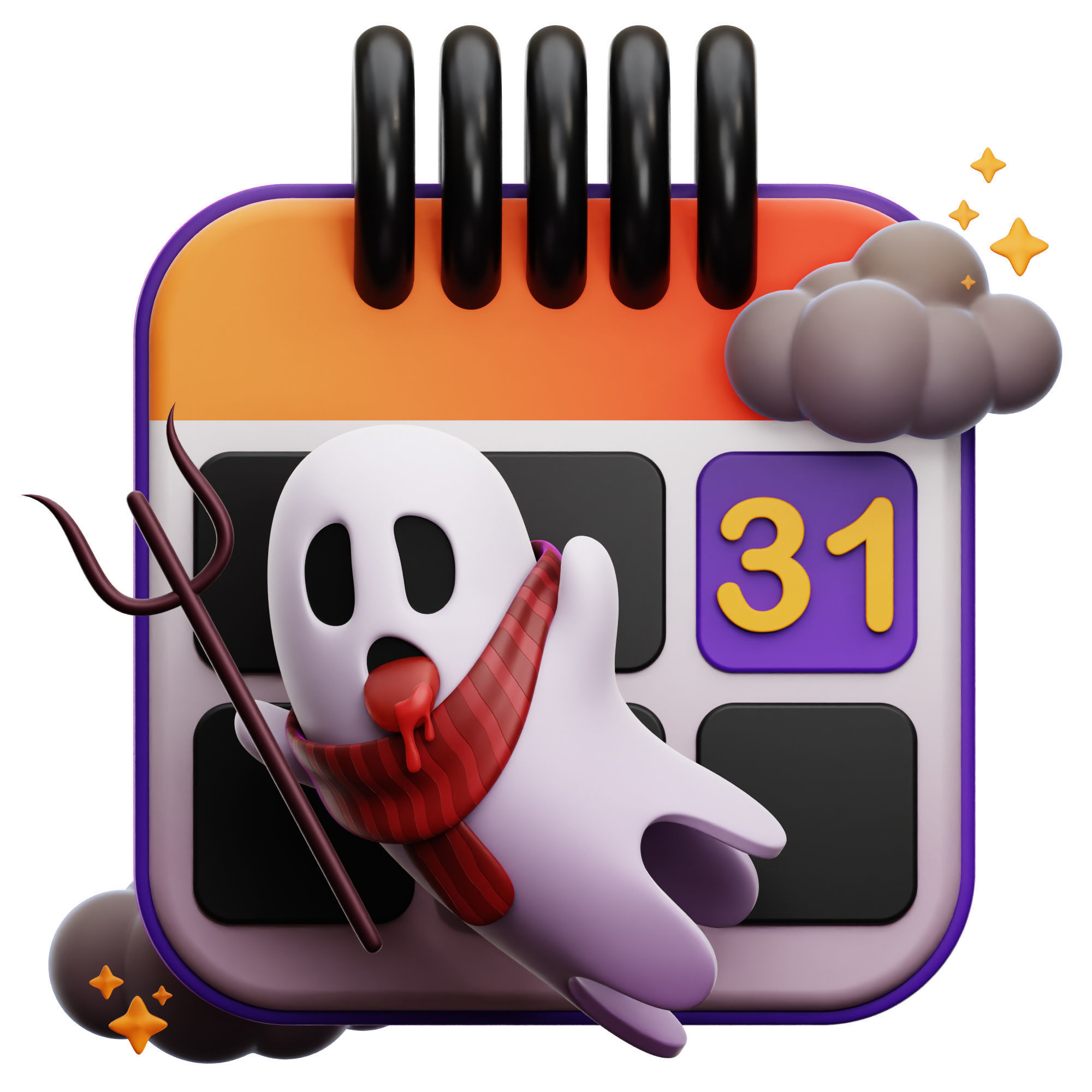 Halloween Scary Boo Icon Pack 3D Model Low-poly 3D model_6