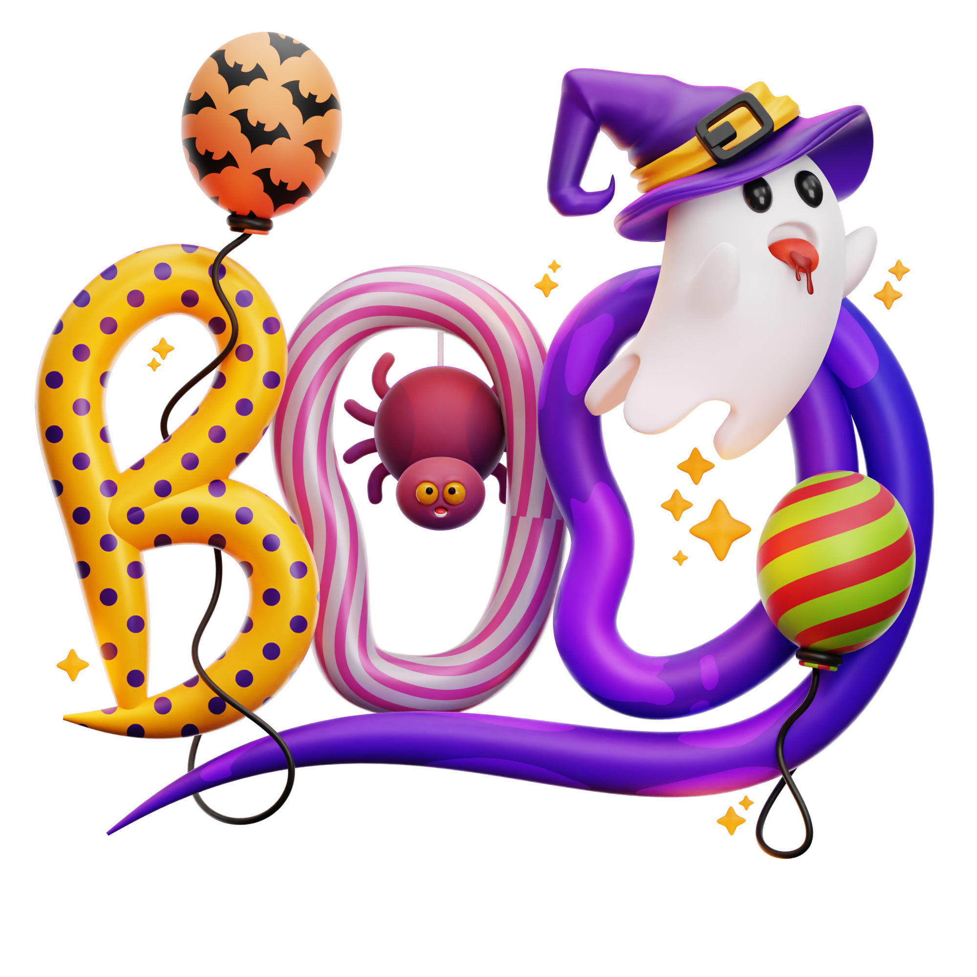 Halloween Scary Boo Icon Pack 3D Model Low-poly 3D model_30