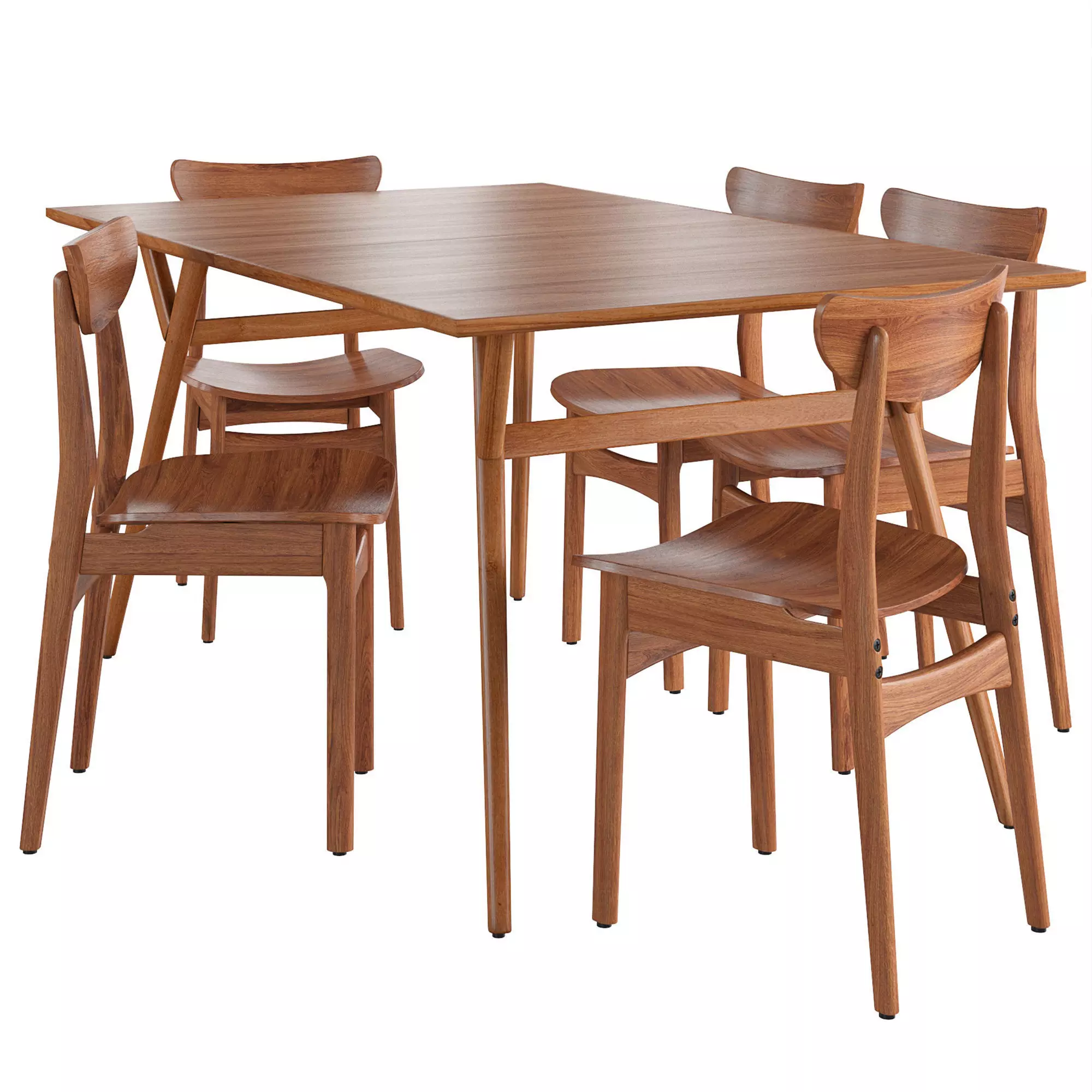 Mid-Century Expandable Dining Table Chair 3D model