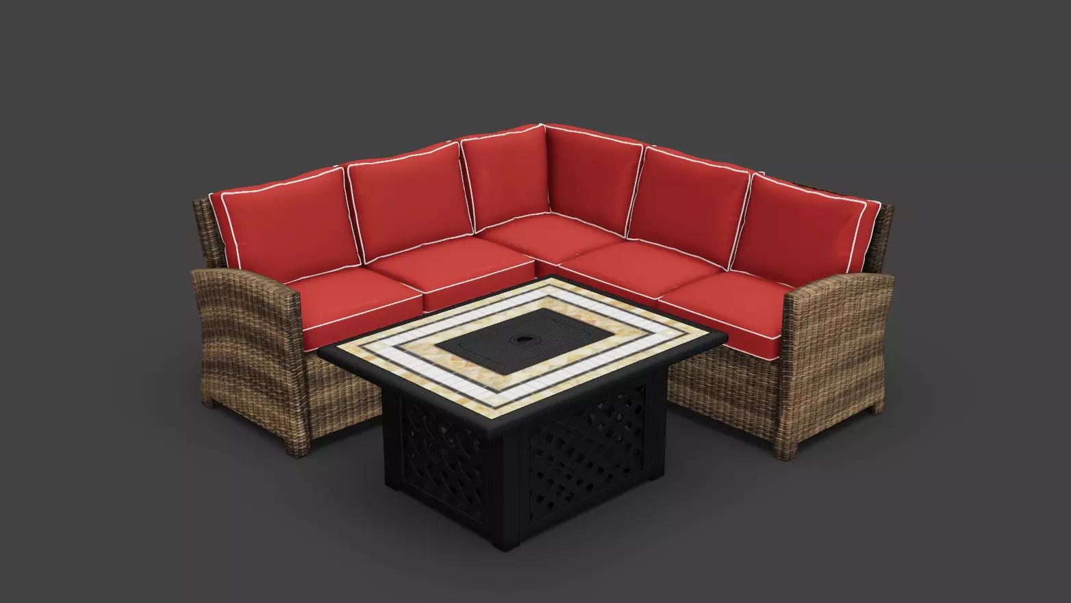 Outdoor sofa Low-poly 3D model_0