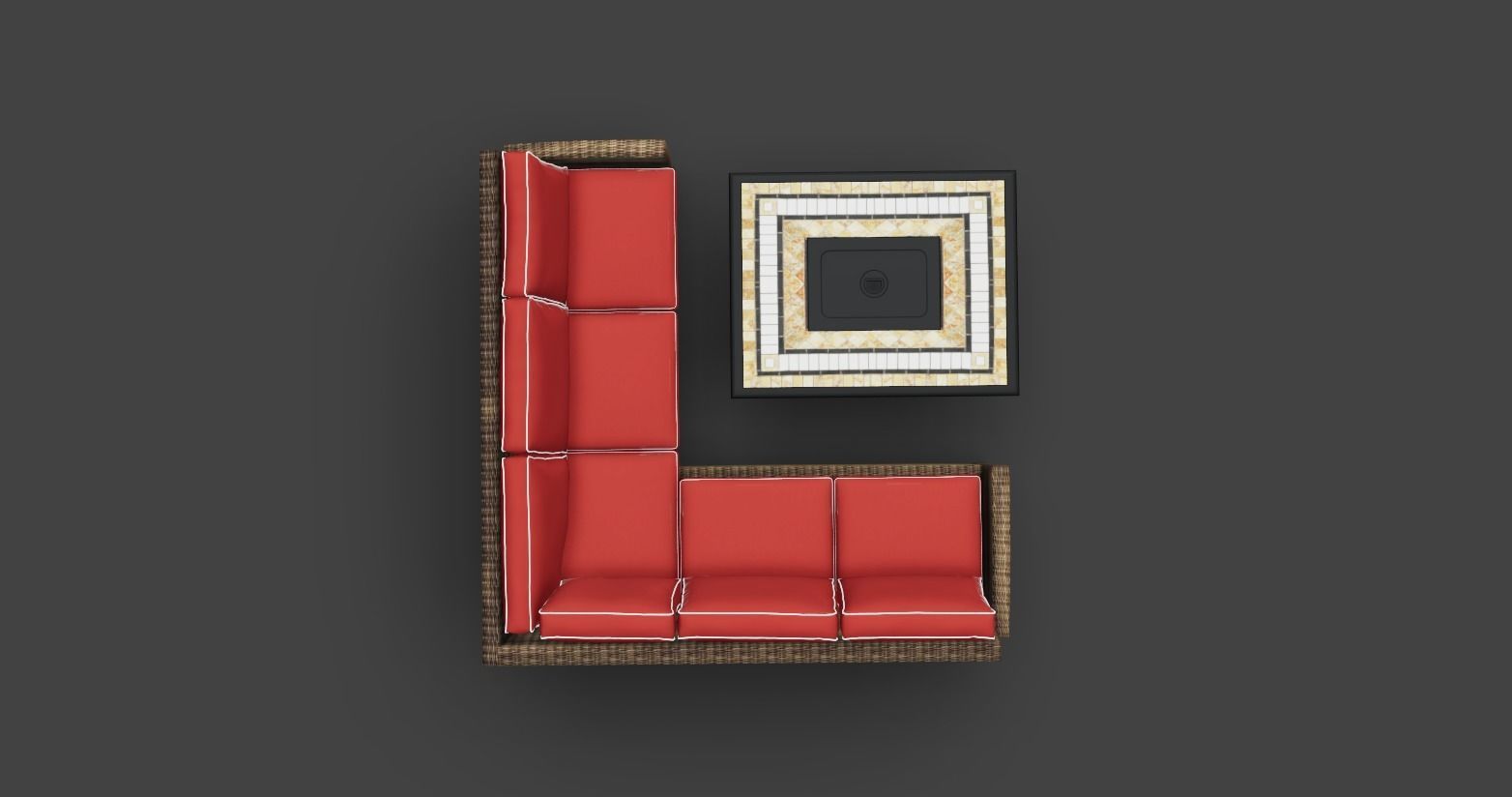 Outdoor sofa Low-poly 3D model_2