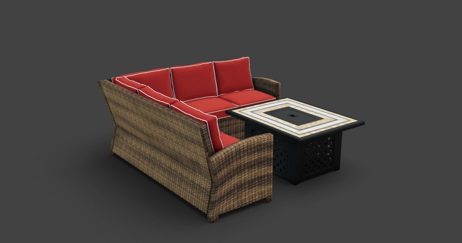 Outdoor sofa Low-poly 3D model_3