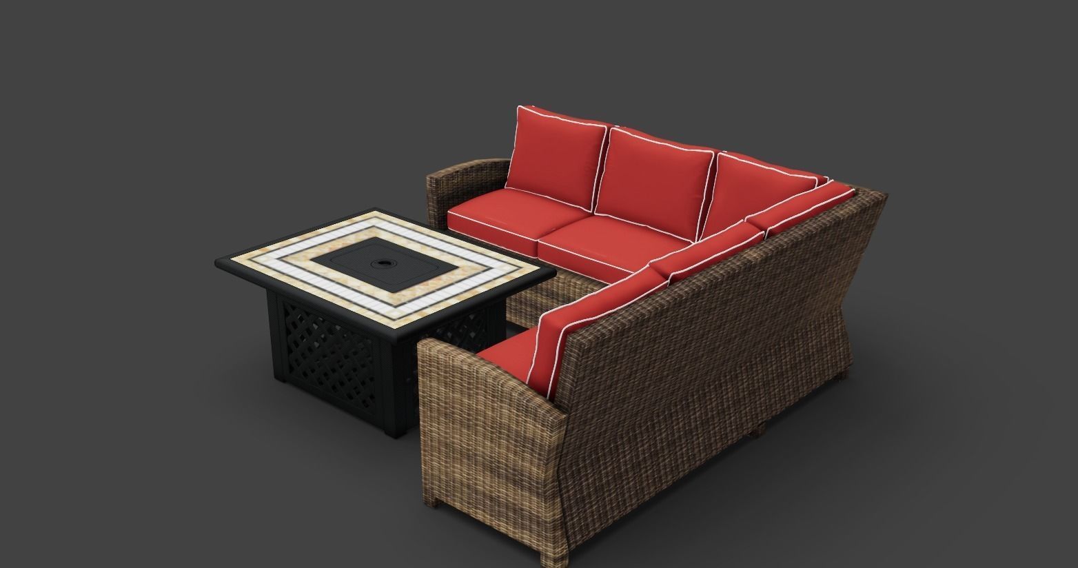 Outdoor sofa Low-poly 3D model_1