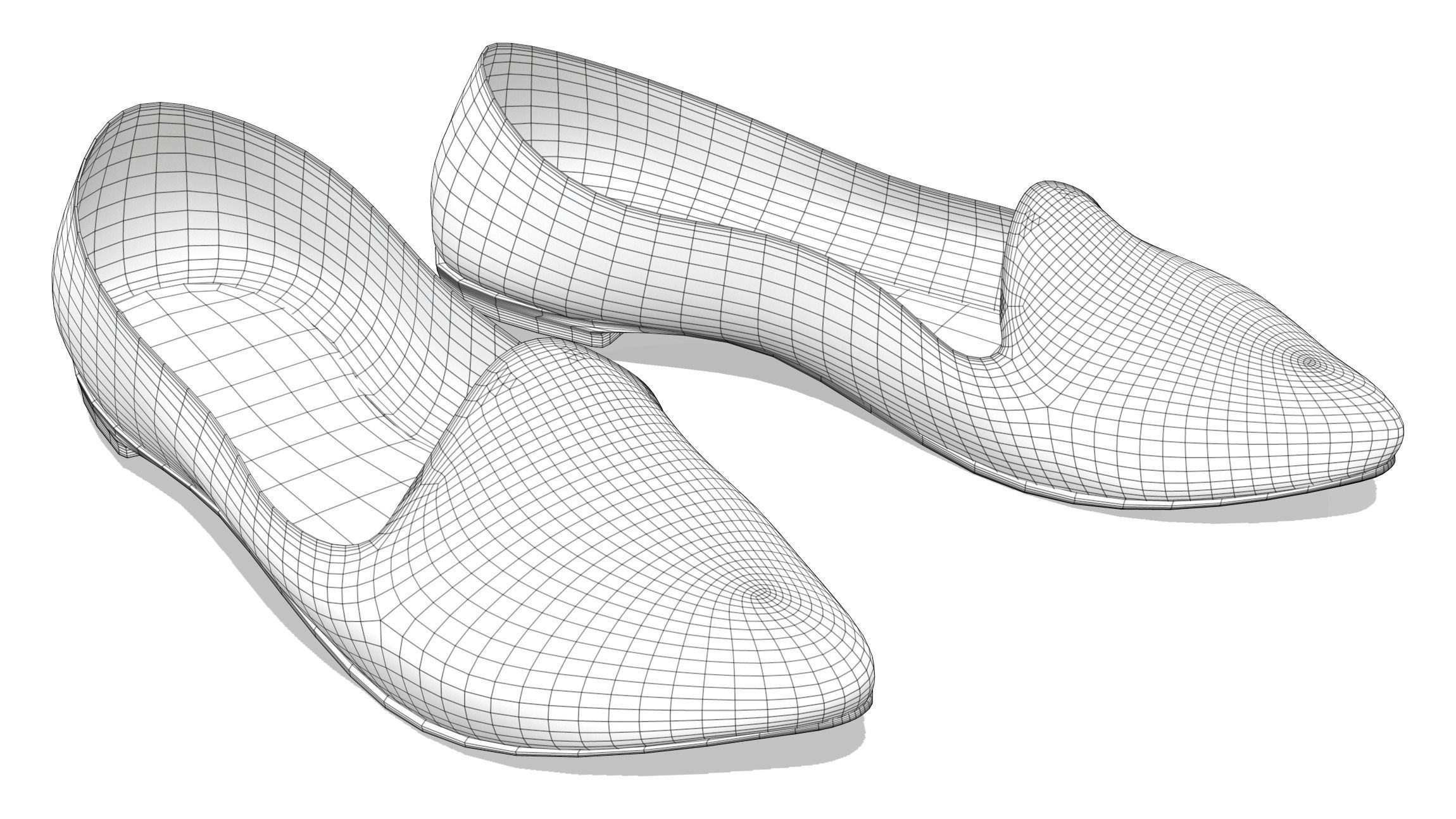 Pointed Flat Pumps Low-poly 3D model_10