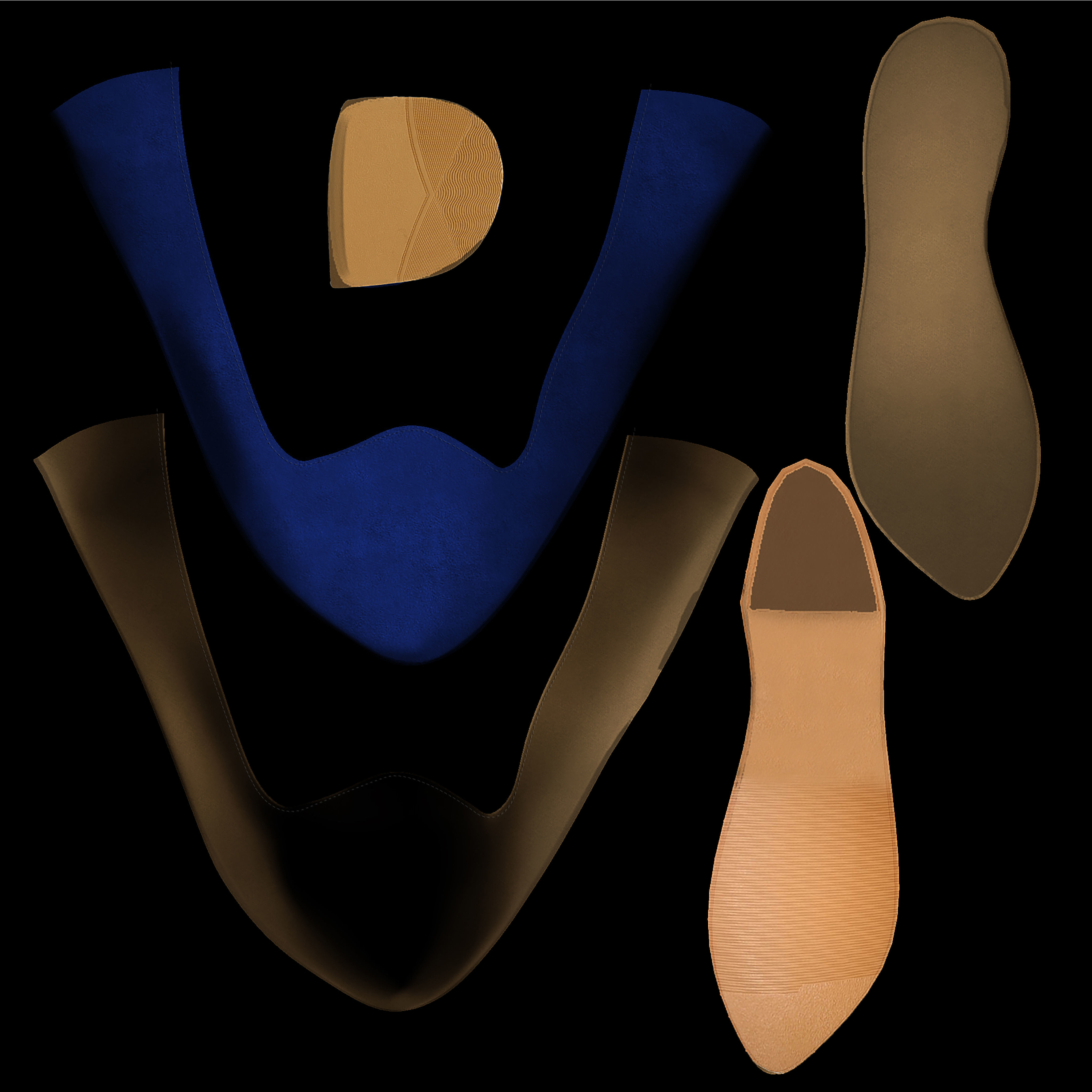 Pointed Flat Pumps Low-poly 3D model_15