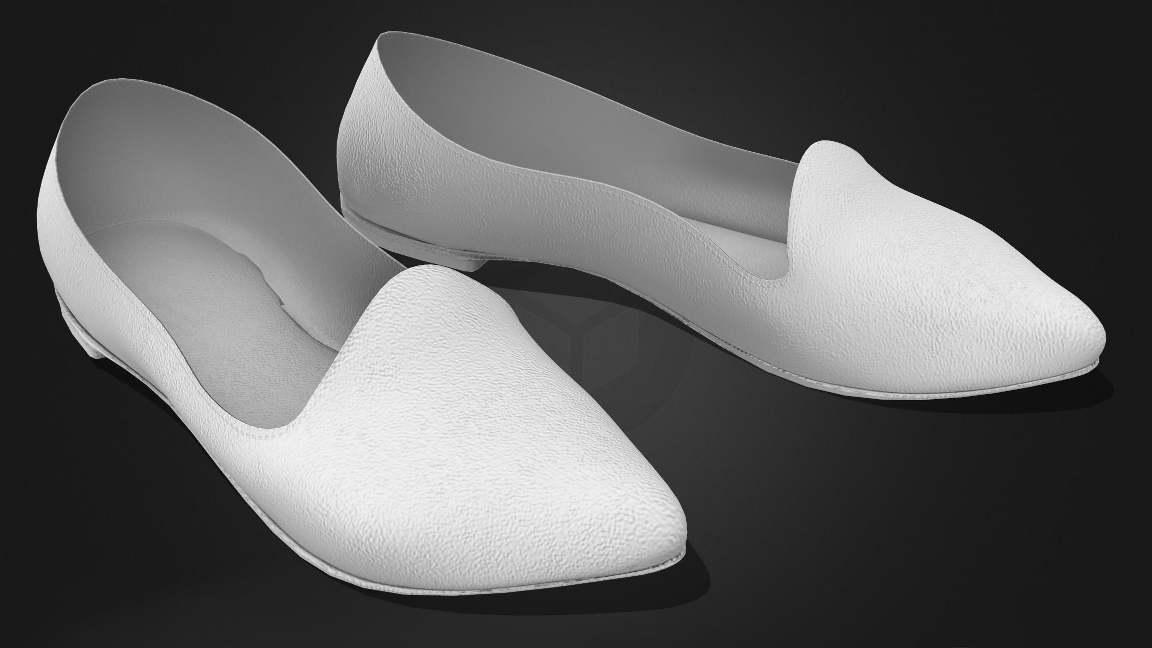 Pointed Flat Pumps Low-poly 3D model_12
