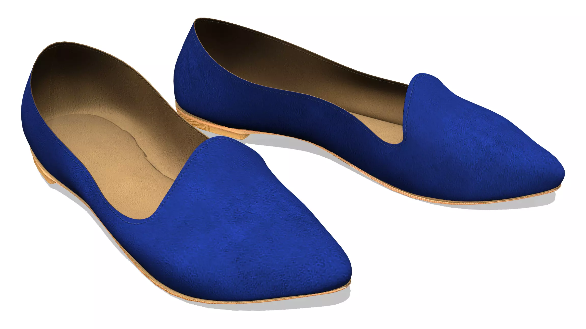Pointed Flat Pumps Low-poly 3D model_0