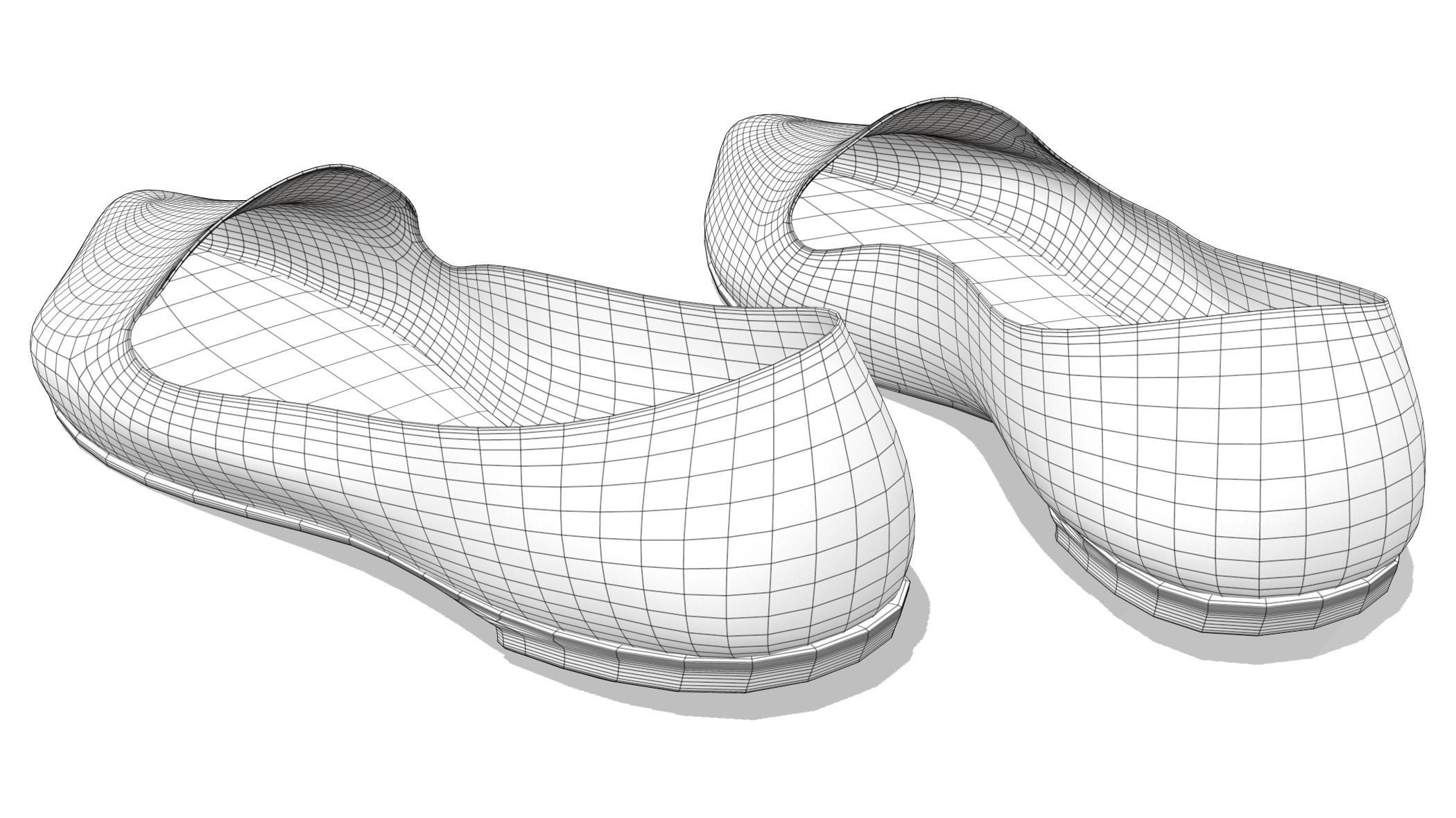 Pointed Flat Pumps Low-poly 3D model_11