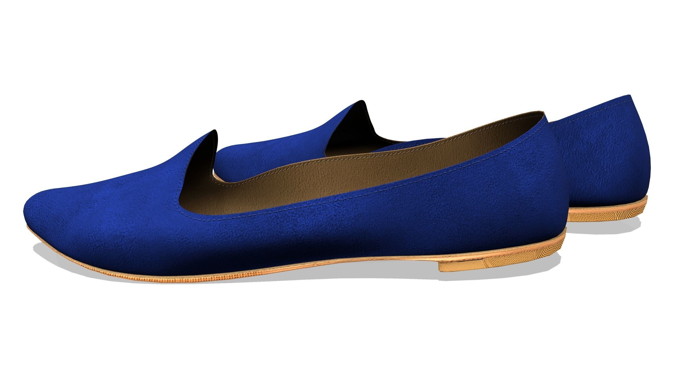 Pointed Flat Pumps Low-poly 3D model_8