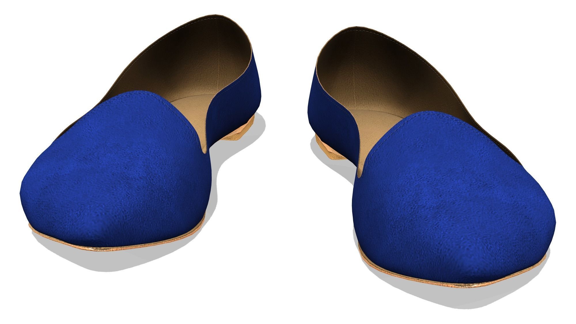Pointed Flat Pumps Low-poly 3D model_7