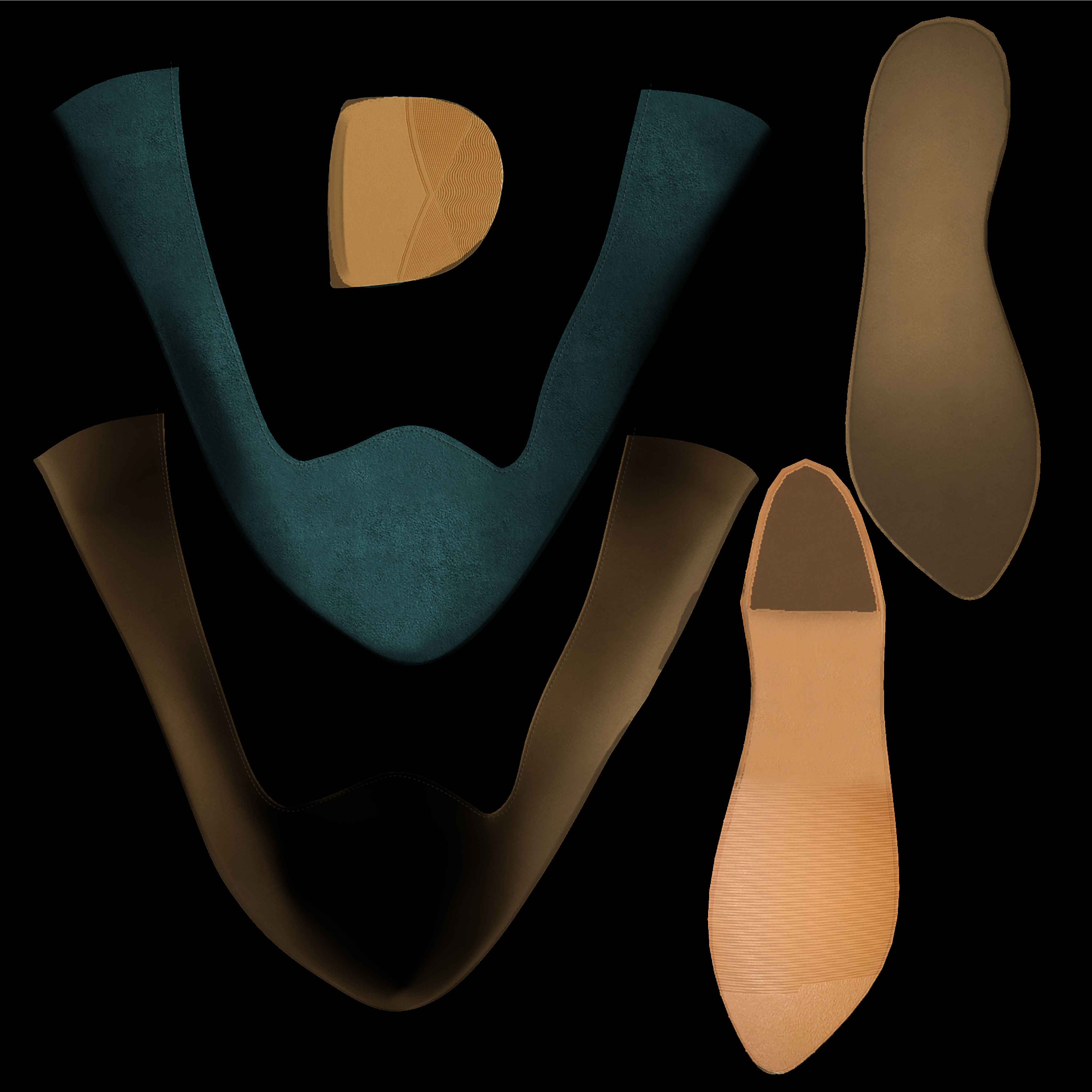 Pointed Flat Pumps Low-poly 3D model_18