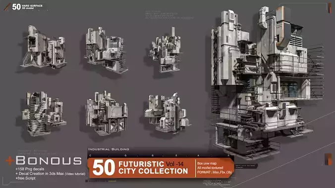50 FUTURSITIC INDUSTRIAL BUILDING VOL 14 Bonus 3D model 50 FUTURSITIC INDUSTRIAL BUILDING VOL 14 Bonus 3D model