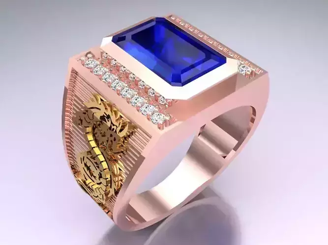 Rectangular Stone Rings - Dragon Ring - N3848