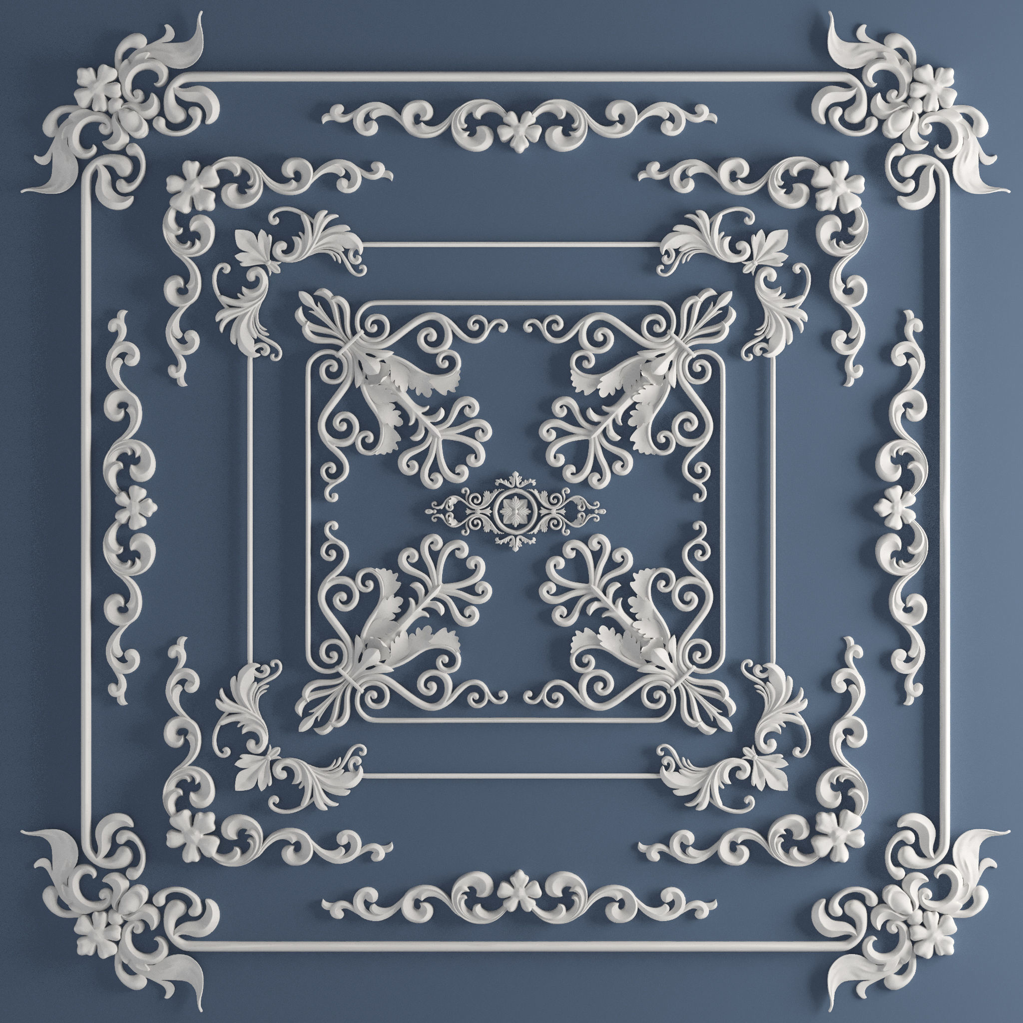 15 Architectural Ornaments 3DModel and Brush 3D model_1