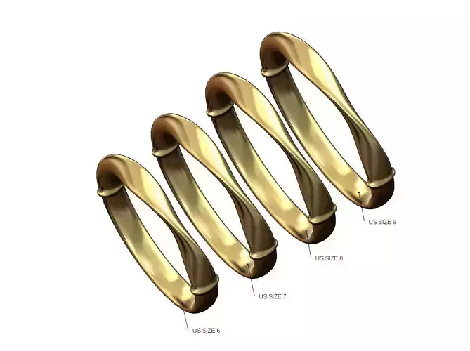 Twisted oval section stacker band US sizes 6to9