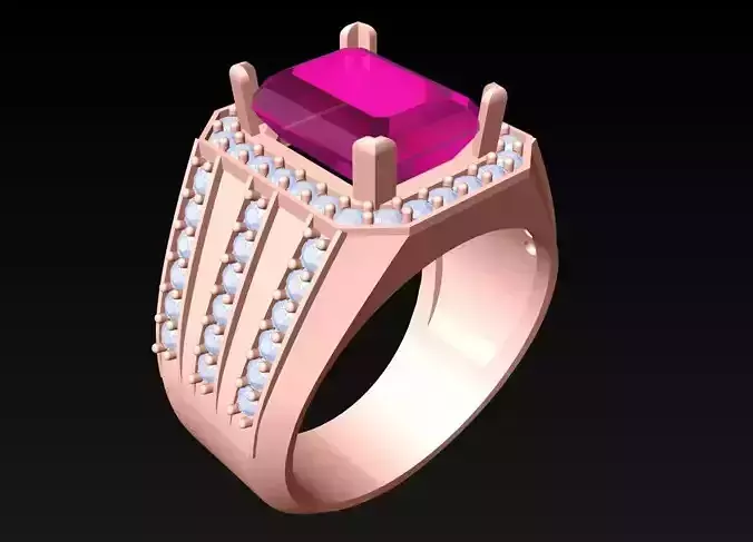 Rectangular Stone Rings - Mens Rings - N3899