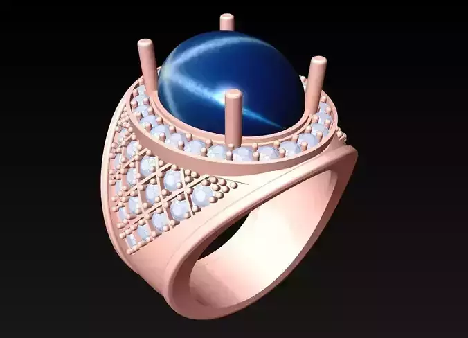 Oval stone ring - Mens Rings - N5413