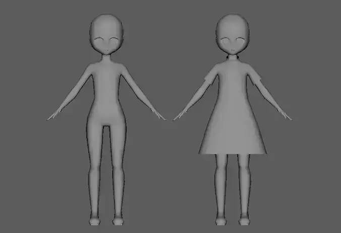 Anime style Loli Shota Character Base Low-poly 3D model