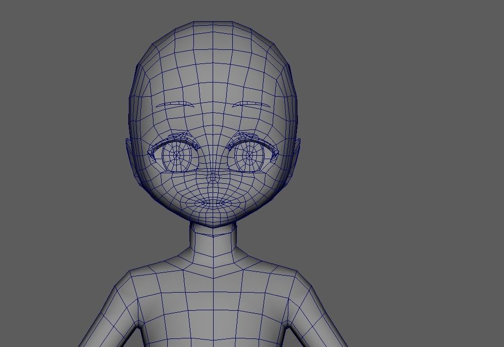 Anime style Loli Shota Character Base Low-poly 3D model_3