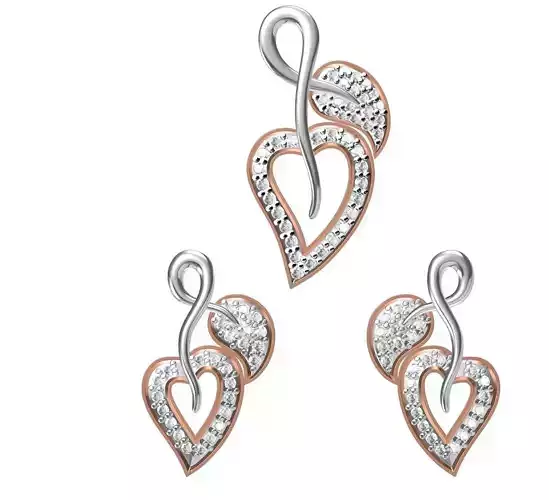 Women Heart  Pendant Earrings Set STL JCD Details