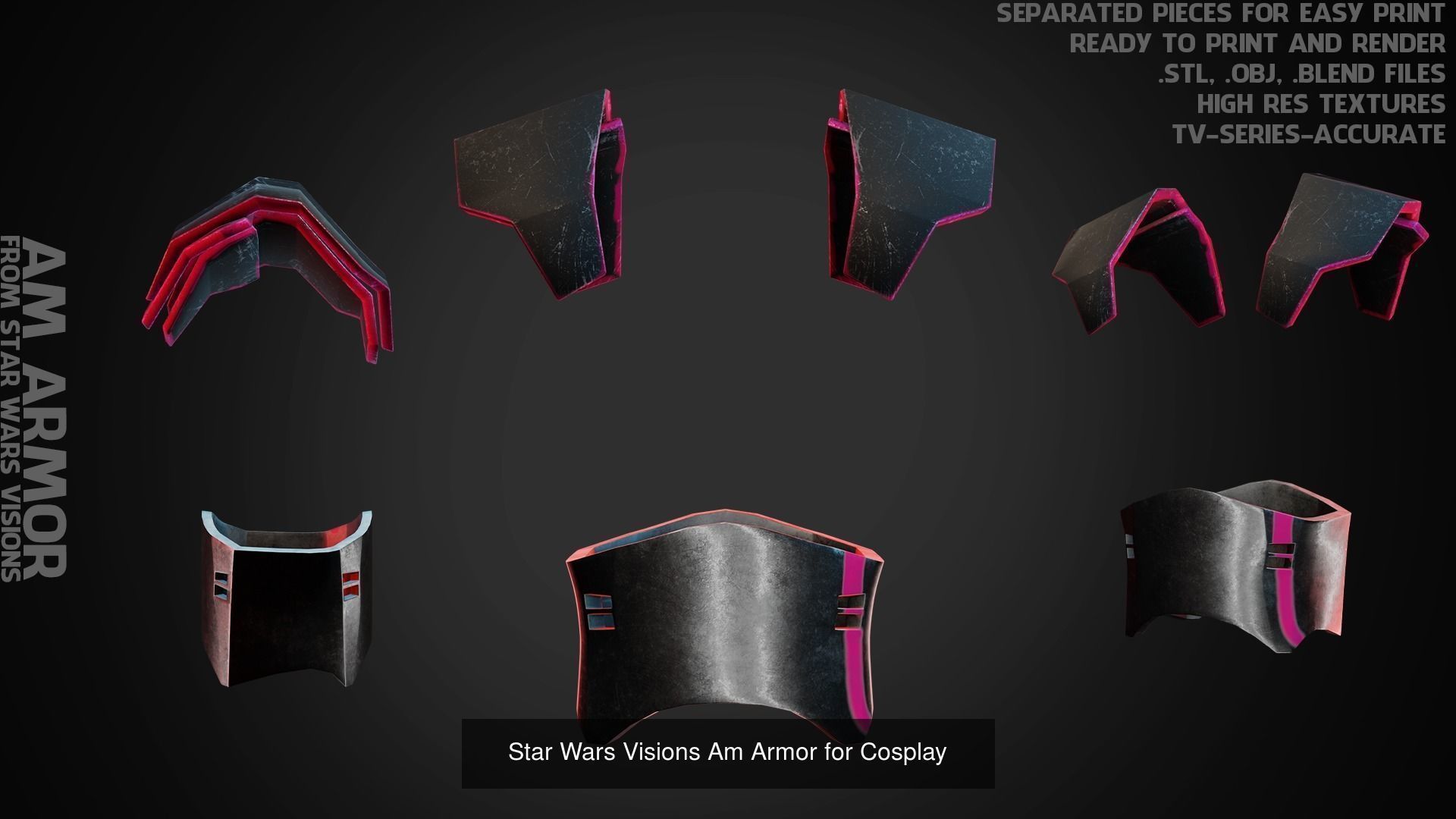 Star Wars Visions Am Armor and Helmet for Cosplay 3D print model 3D Model Collection_4
