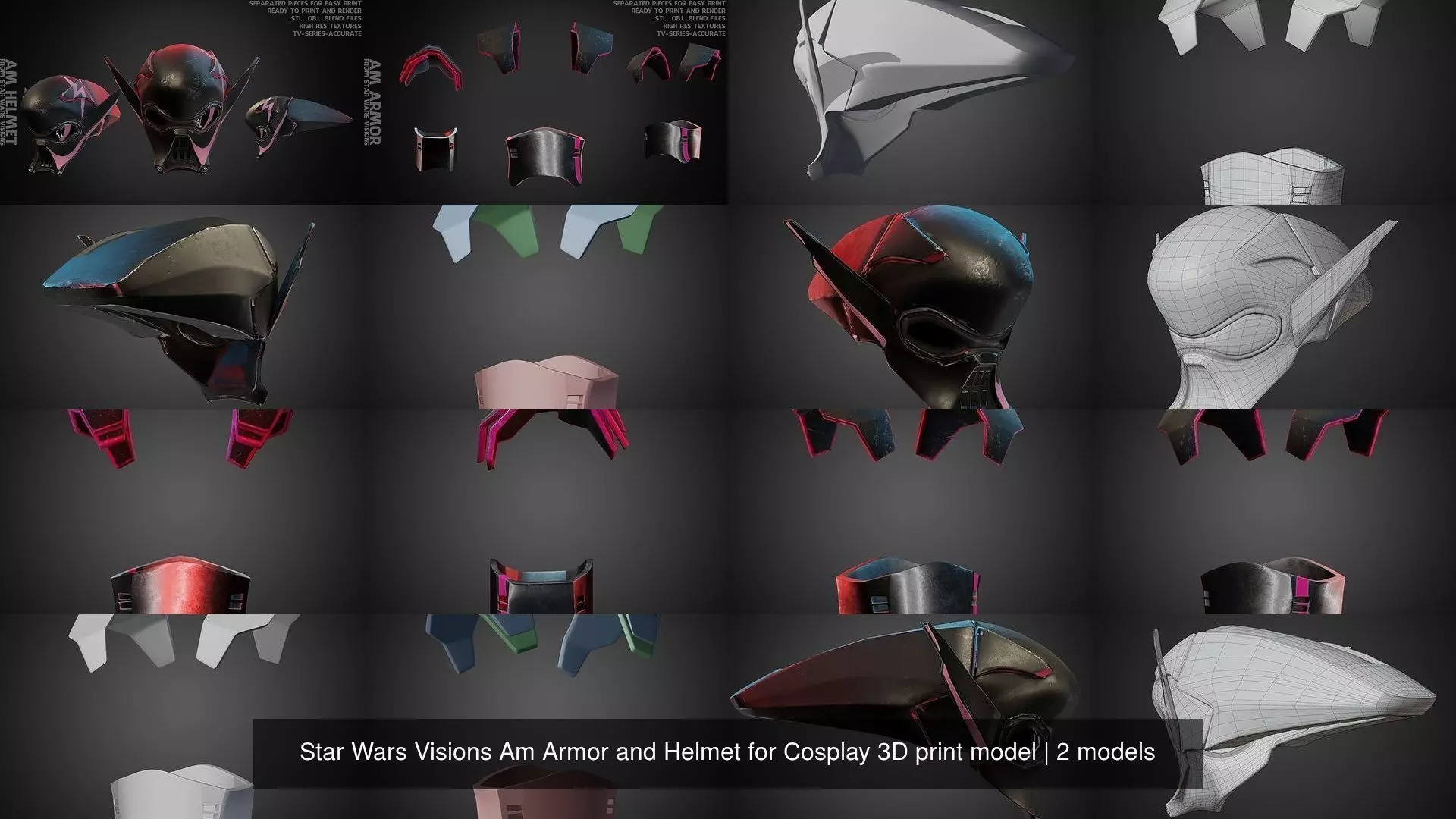 Star Wars Visions Am Armor and Helmet for Cosplay 3D print model 3D Model Collection_2