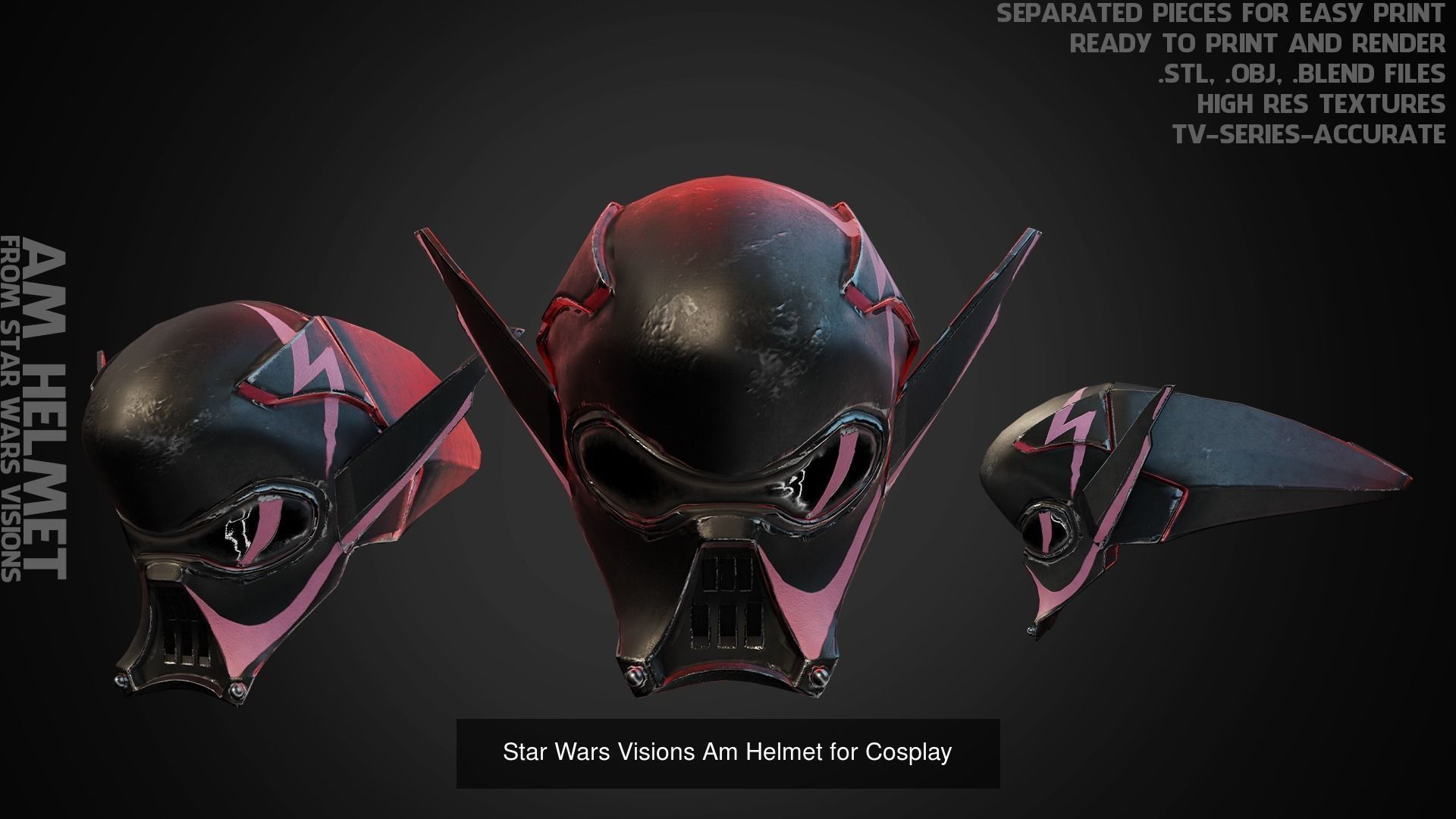 Star Wars Visions Am Armor and Helmet for Cosplay 3D print model 3D Model Collection_3