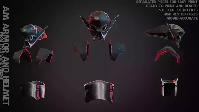 Star Wars Visions Am Armor and Helmet for Cosplay 3D print model 3D Model Collection