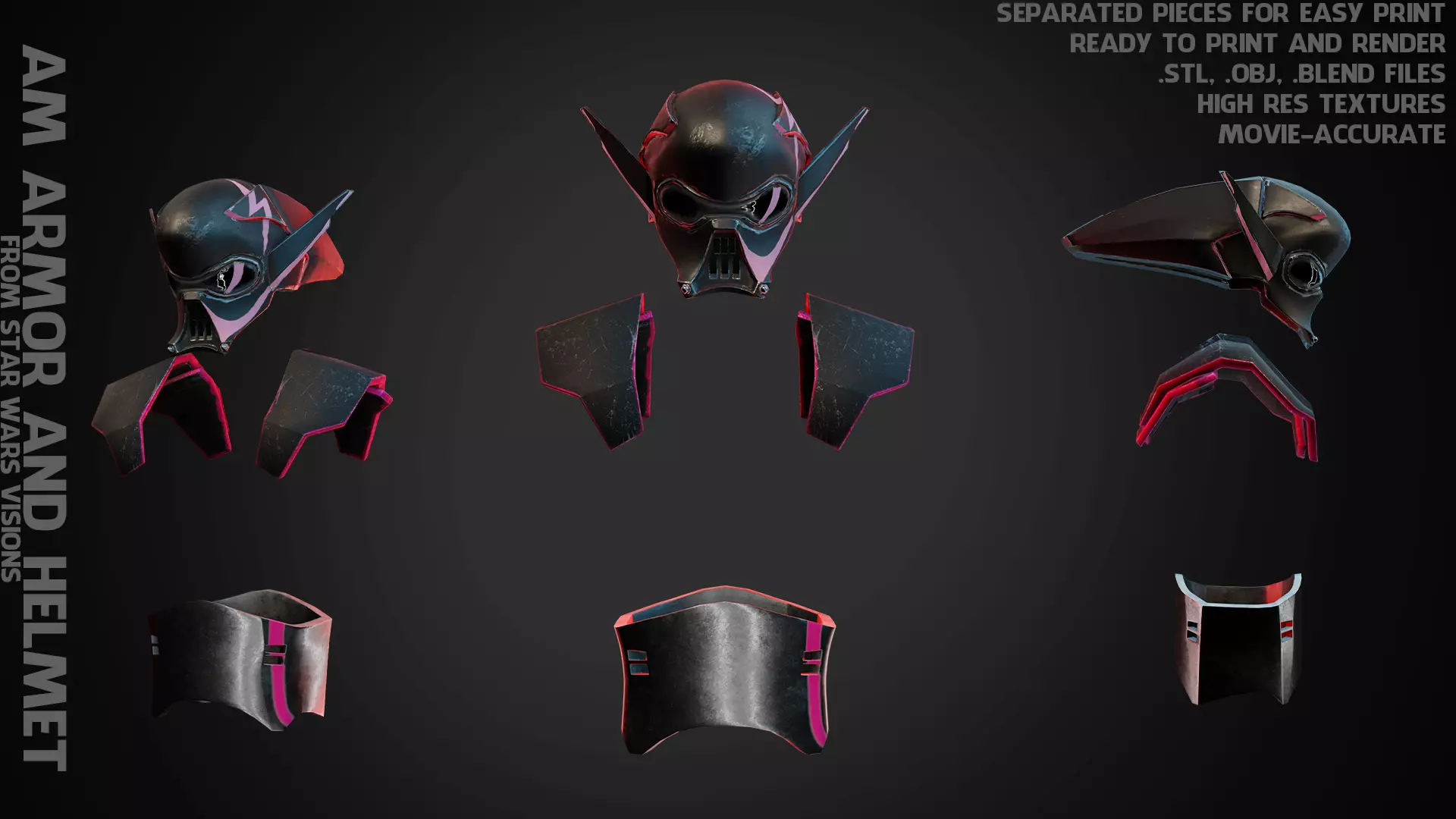 Star Wars Visions Am Armor and Helmet for Cosplay 3D print model 3D Model Collection_0