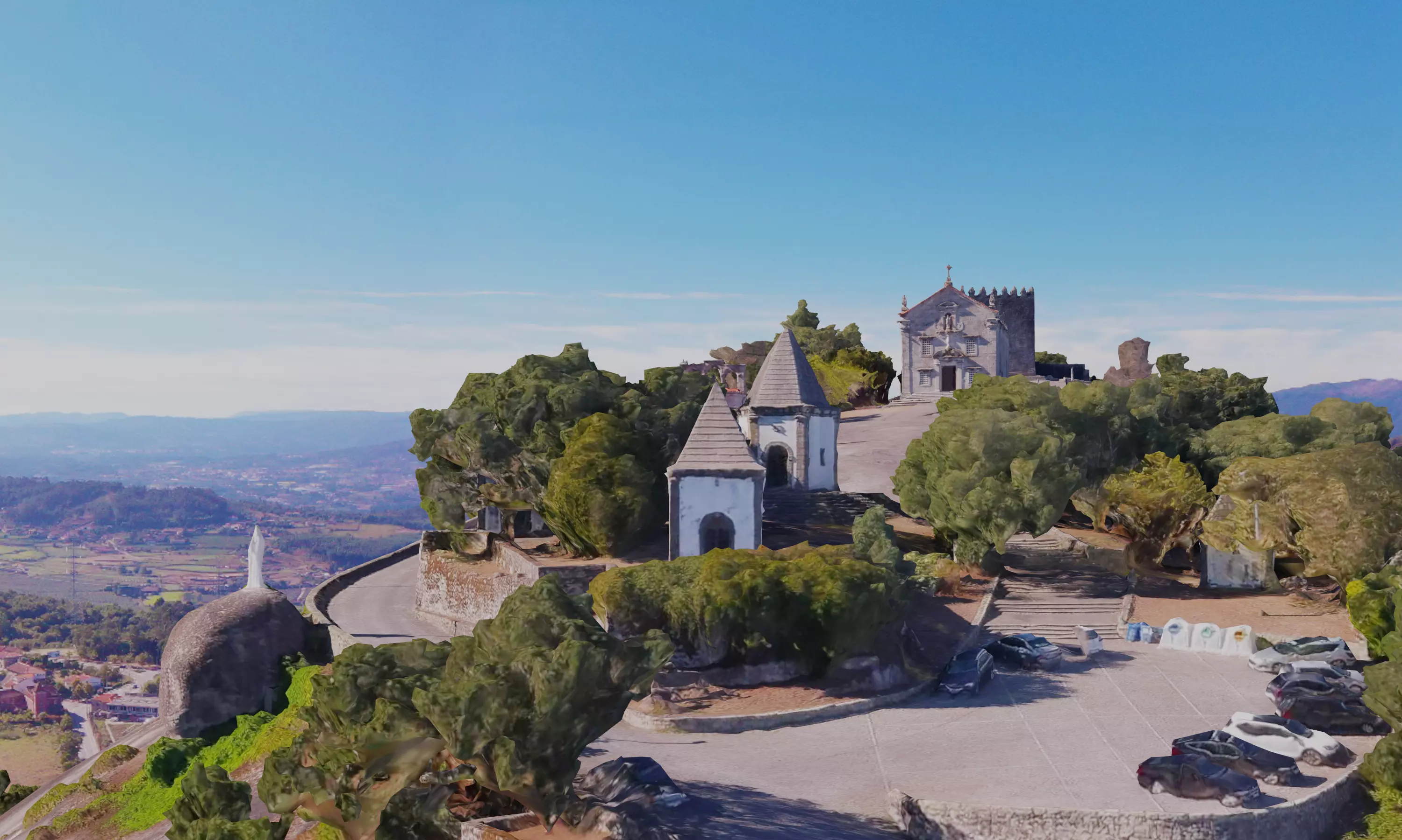 House on the cliff with pool Low-poly 3D model 3D model_0