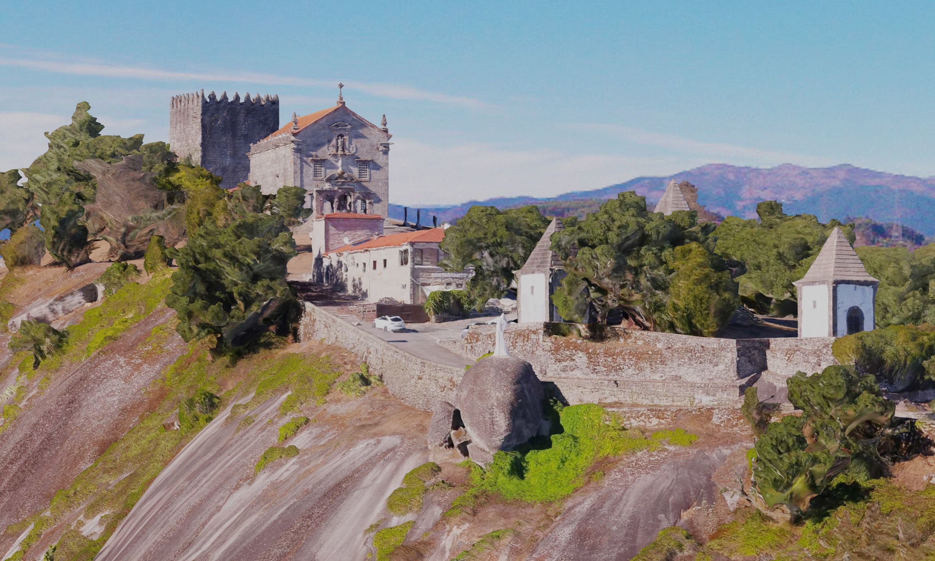 House on the cliff with pool Low-poly 3D model 3D model_3