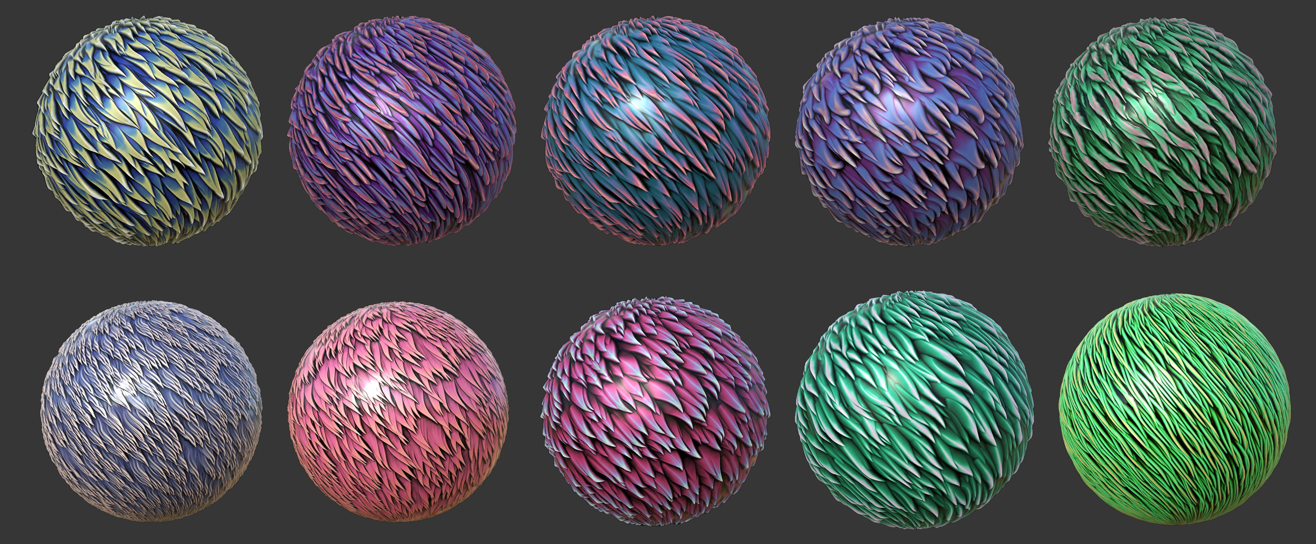 30 Stylized Fur Texture Brushes and Noise Pack Low-poly 3D model_2