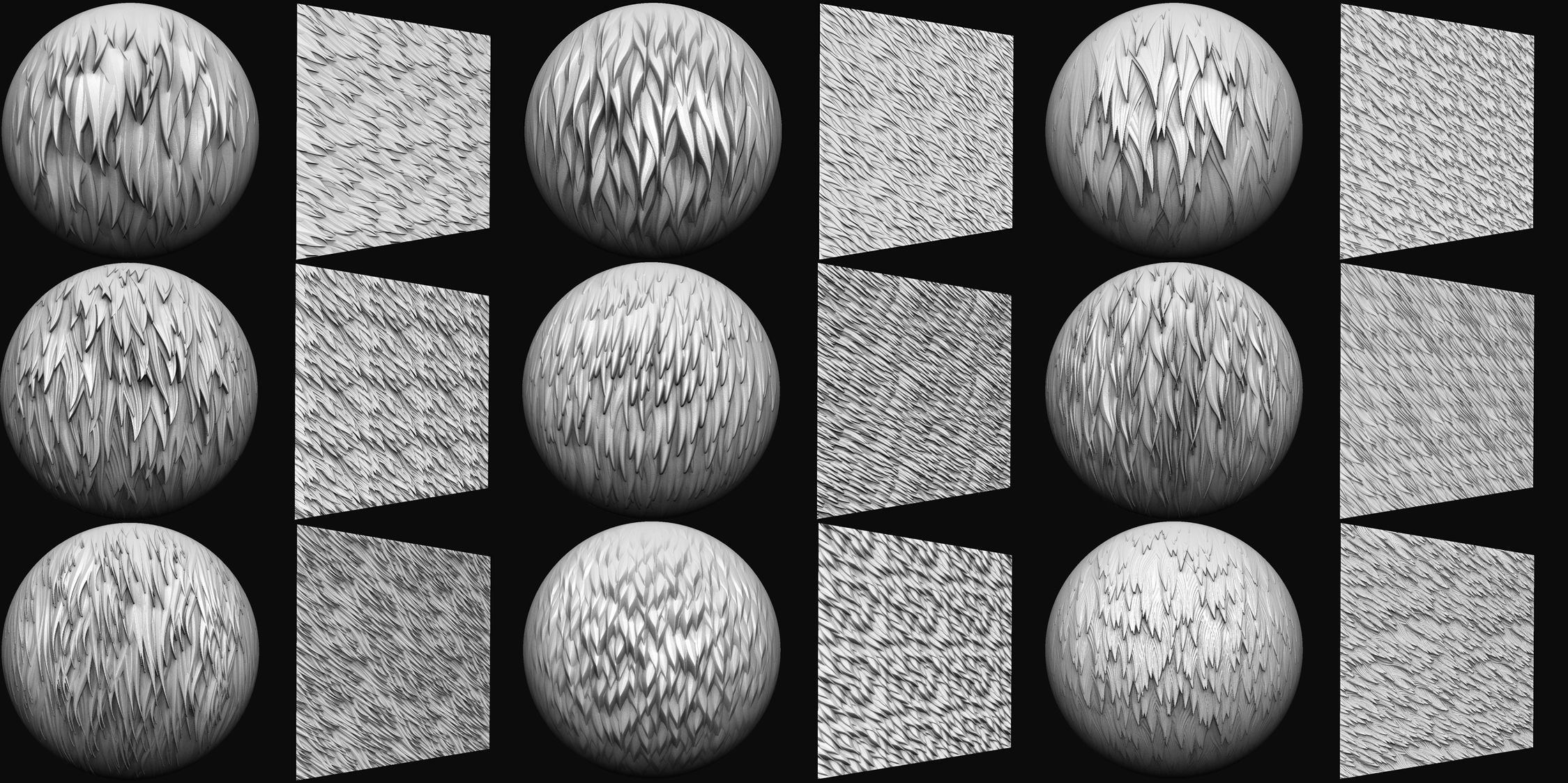 30 Stylized Fur Texture Brushes and Noise Pack Low-poly 3D model_4