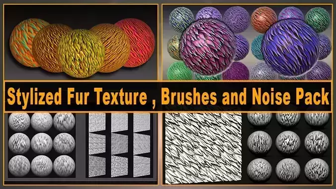 30 Stylized Fur Texture Brushes and Noise Pack
