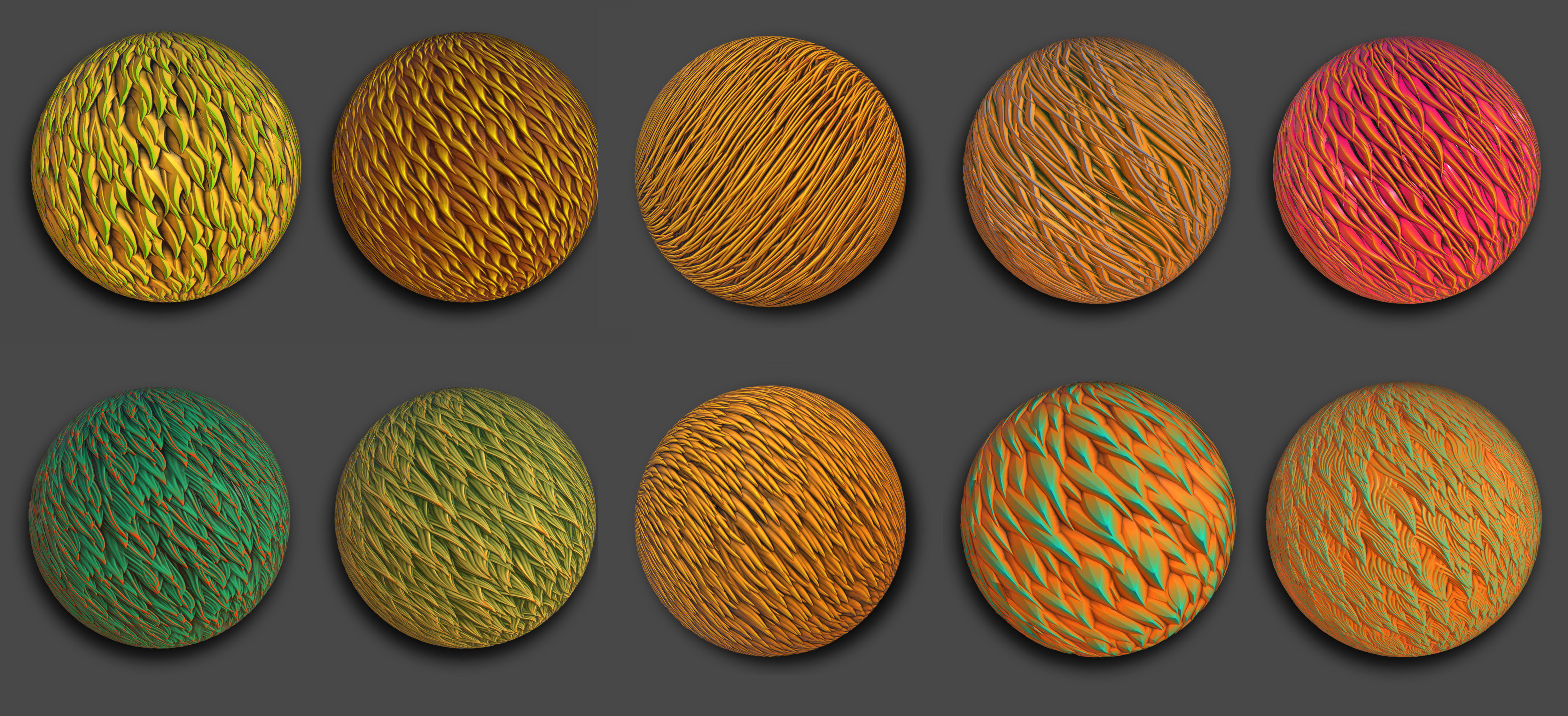 30 Stylized Fur Texture Brushes and Noise Pack Low-poly 3D model_1