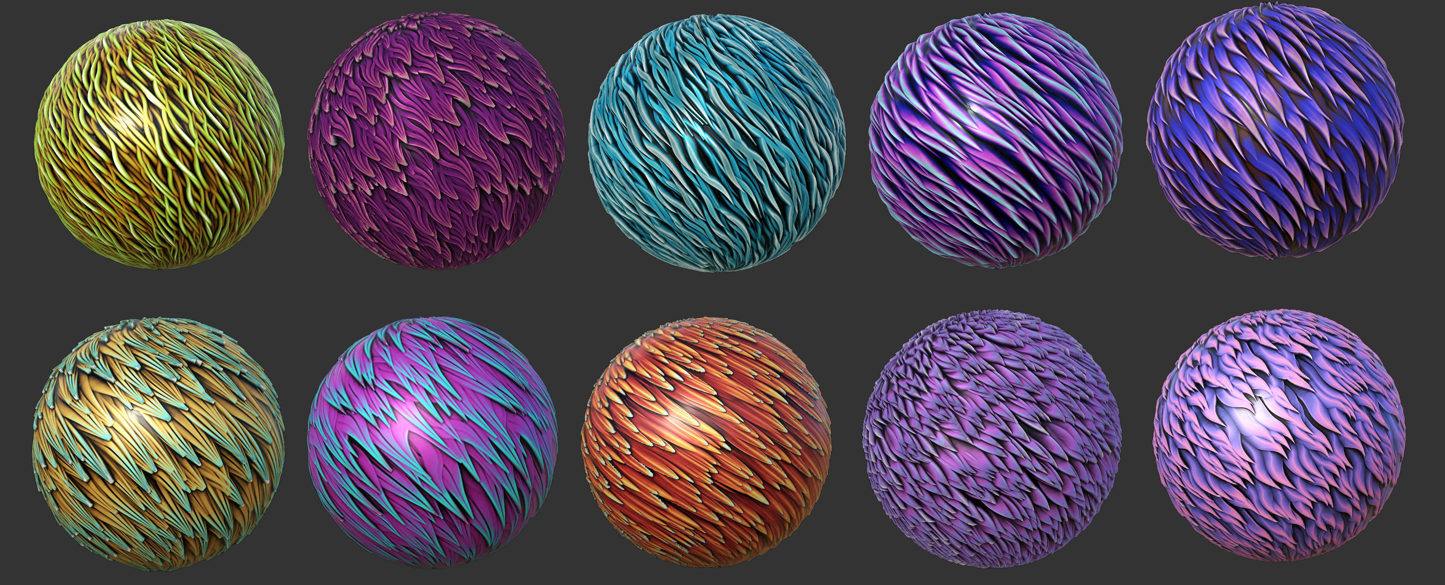 30 Stylized Fur Texture Brushes and Noise Pack Low-poly 3D model_3