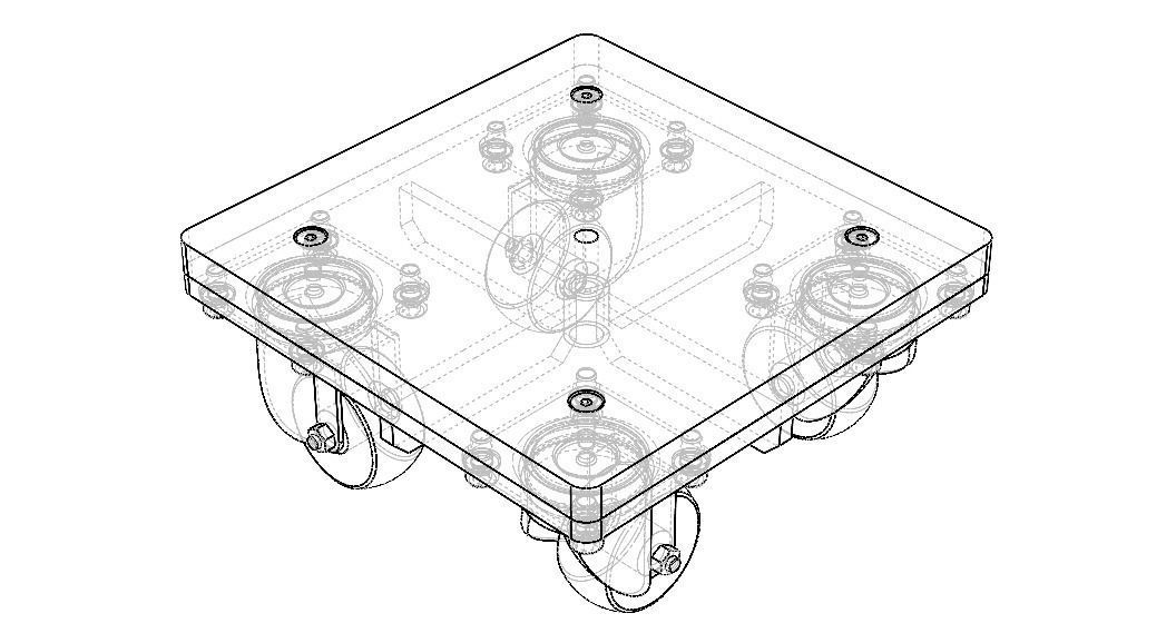 4-Wheel Platform Dolly without Handle 3D model_3