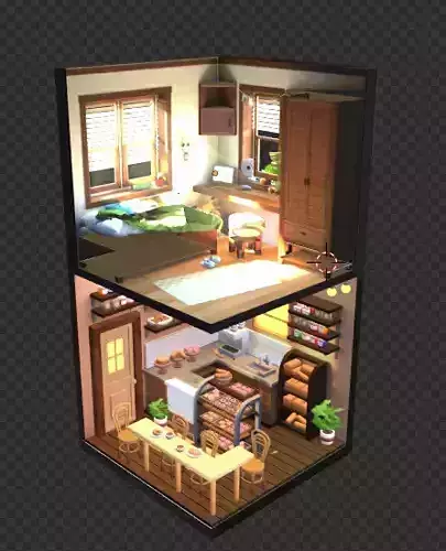 Room Interior   Low-poly 3D model Low-poly 3D model