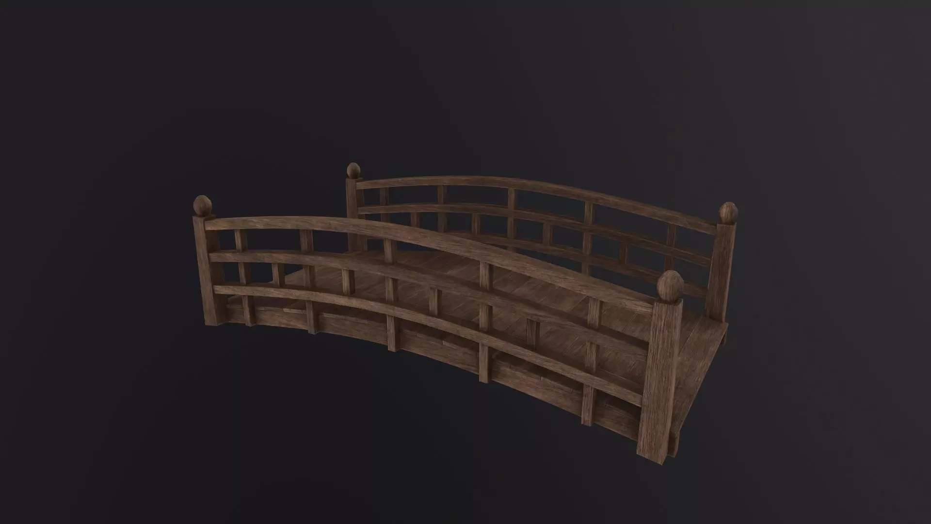 Wooden bridge 3D Model Low-poly 3D model_0