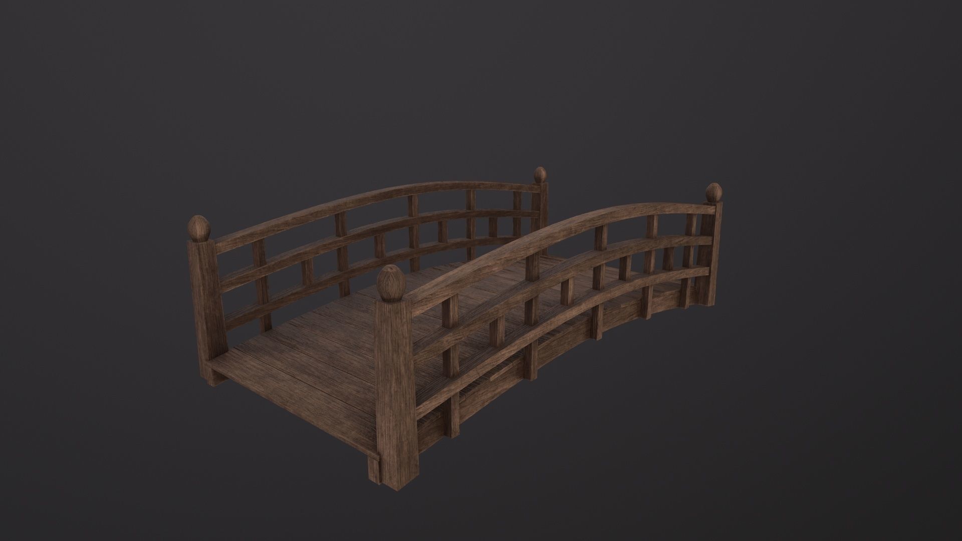 Wooden bridge 3D Model Low-poly 3D model_3