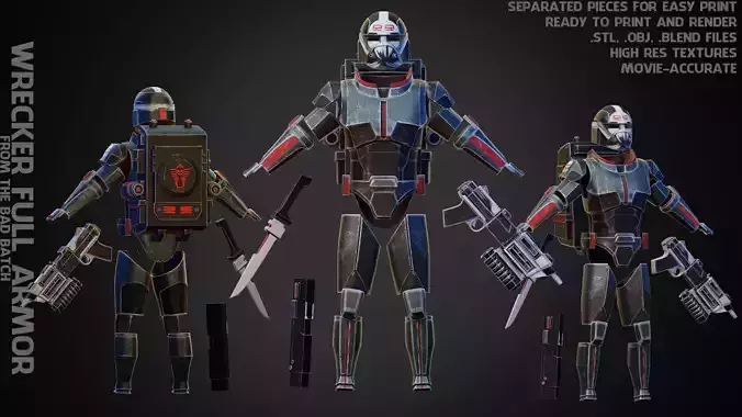 The Bad Batch Wrecker Full Armor for Cosplay 3D Model Collection